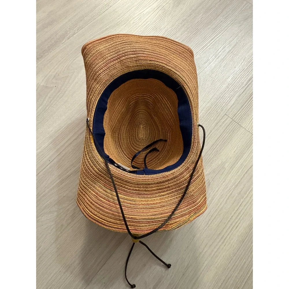 American Hat Makers Hat Women Multi Color Striped Sun Wide Brim Cowboy One Size